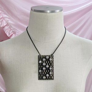 Aris Geldis Paris metal plate and rhinestone necklace with snake chain